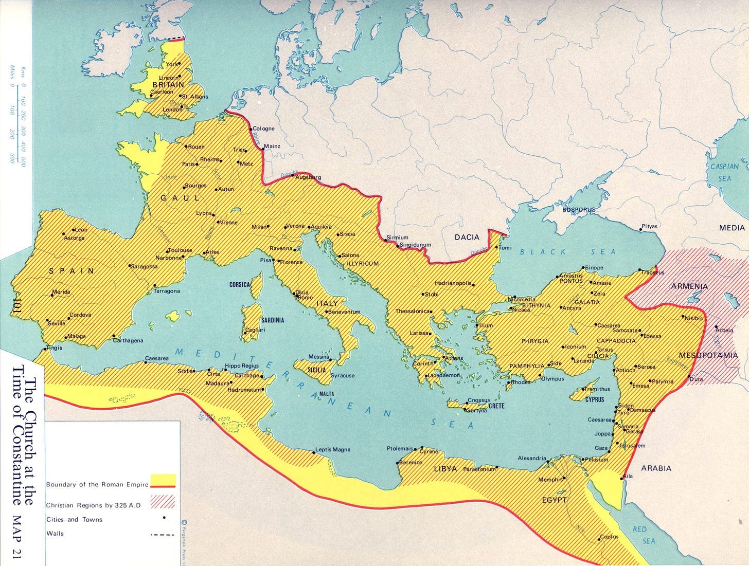 Map of Europe during the time of Constantine