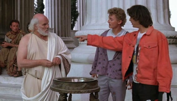 Meeting Socrates, Bill and Ted's Excellent Adventure (dir. Stephen Herek, 1989)