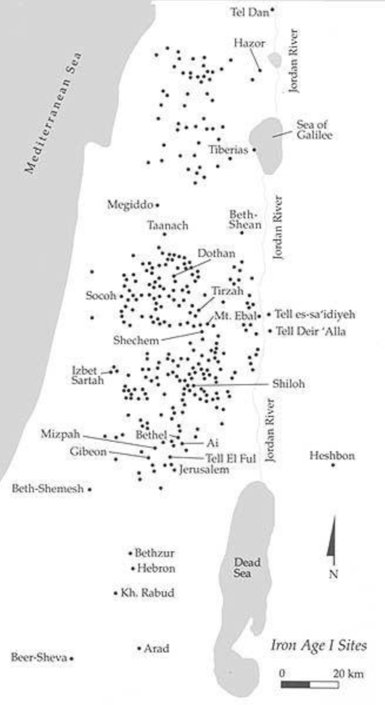 Map of early Israelite sites in the North