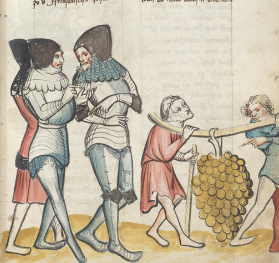knights and two jews with grapes