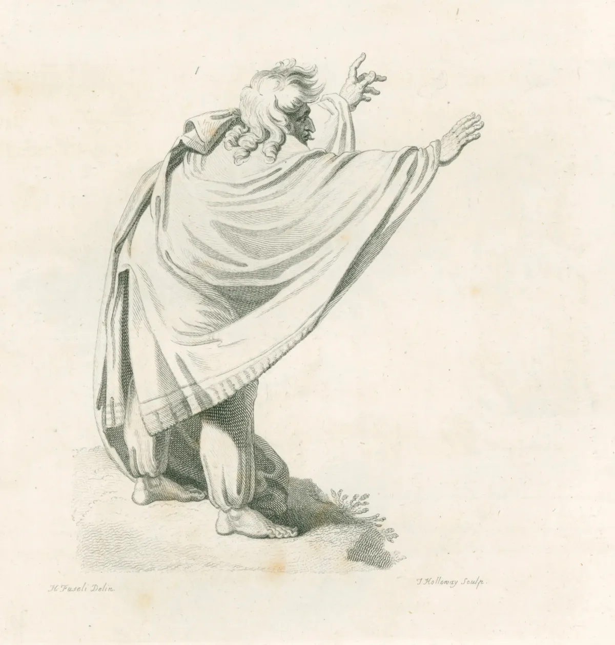 Balaam blessing the Children of Israel, December 1791 sketch of man standing, arms outstretched
