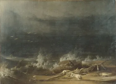 Picture of a storm hitting the shore 